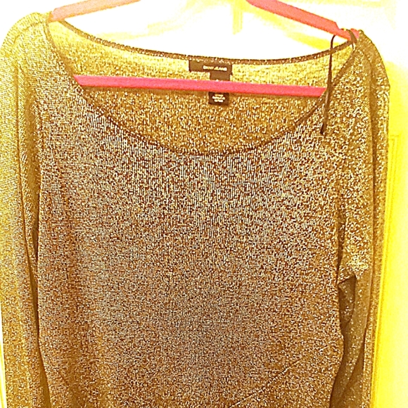 DKNY Metallic Sheer Top-Large - Picture 1 of 3
